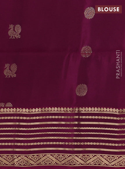 Teal Green & Magenta Pink Kanchipuram Soft Silk - Buttas