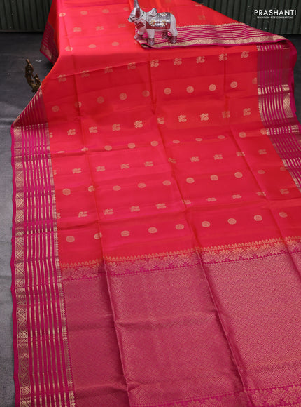 Orange & Pink Kanchipuram Soft Silk - Buttas