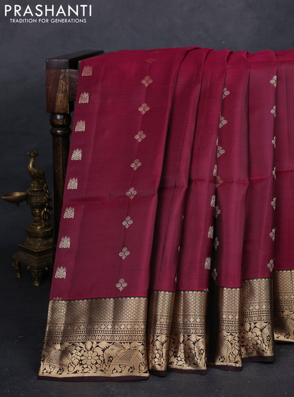 Wine & Coffee Brown Kanchipuram Soft Silk - Buttas