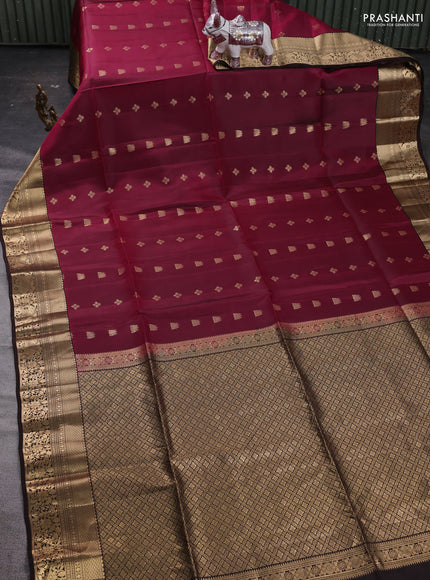 Wine & Coffee Brown Kanchipuram Soft Silk - Buttas