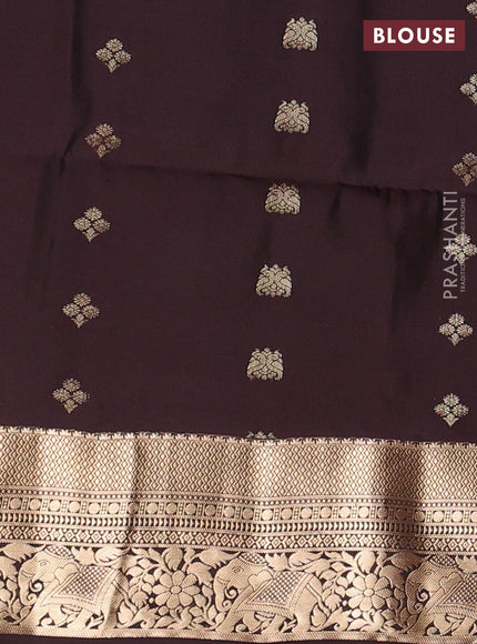 Pastel Purple & Coffee Brown Kanchipuram Soft Silk - Buttas
