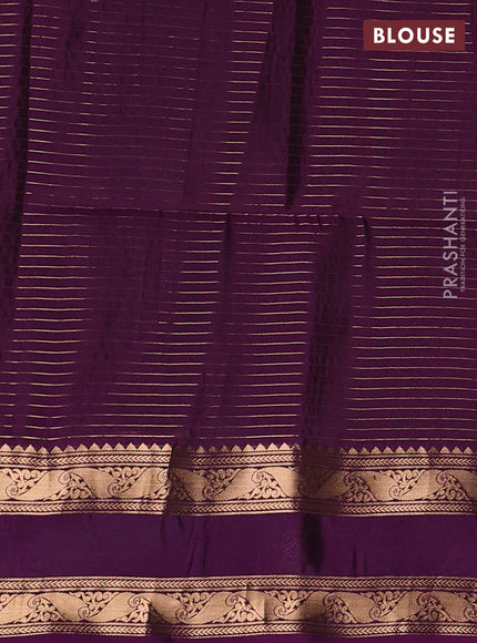 Grey & Purple Kanchipuram Soft Silk - Checks