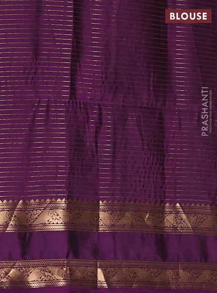 Pastel Brown & Purple Kanchipuram Soft Silk - Checks