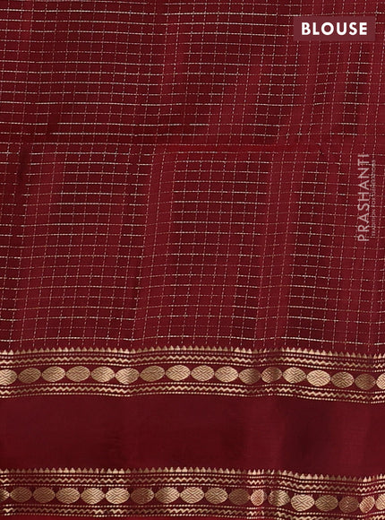 Teal Green & Maroon Kanchipuram Soft Silk - Checks
