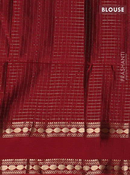 Mustard & Maroon Kanchipuram Soft Silk - Checks