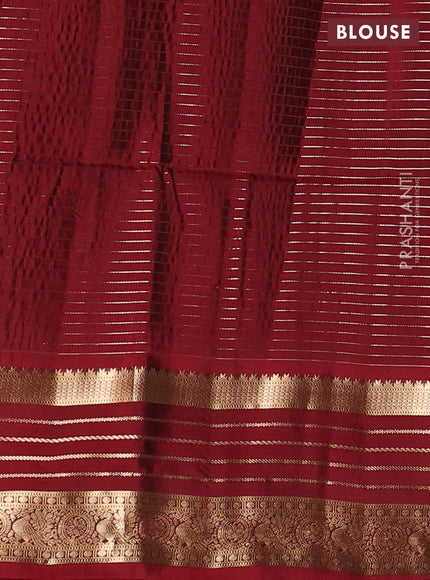 Mehendi Green & Maroon Kanchipuram Soft Silk - Checks