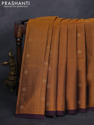 Honey & Wine Kanchipuram Soft Silk - Checks