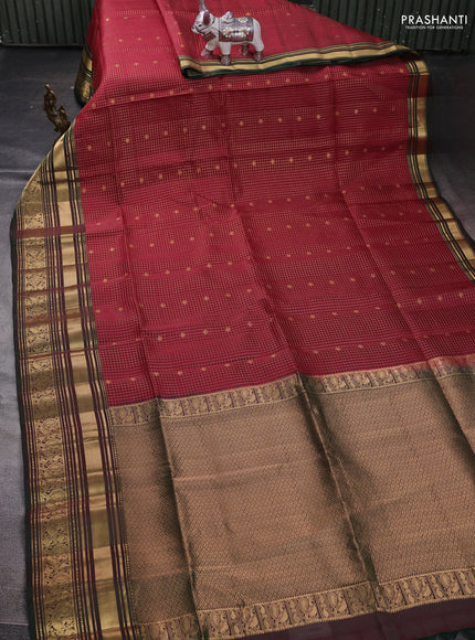 Maroon & Green Kanchipuram Soft Silk - Checks