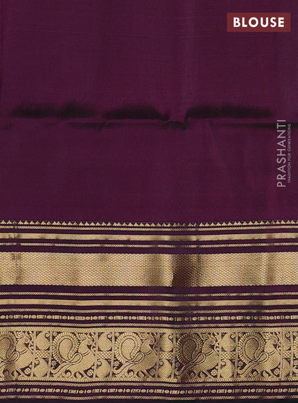 Sunset Orange & Purple Kanchipuram Soft Silk - Checks