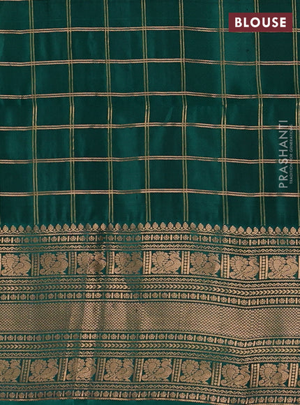 Green & Teal Green Kanchipuram Soft Silk - Checks