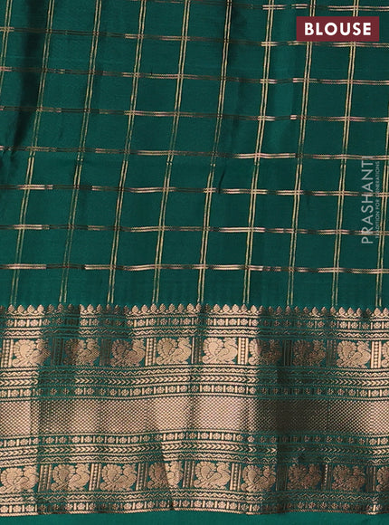 Mustard  & Green Kanchipuram Soft Silk - Checks