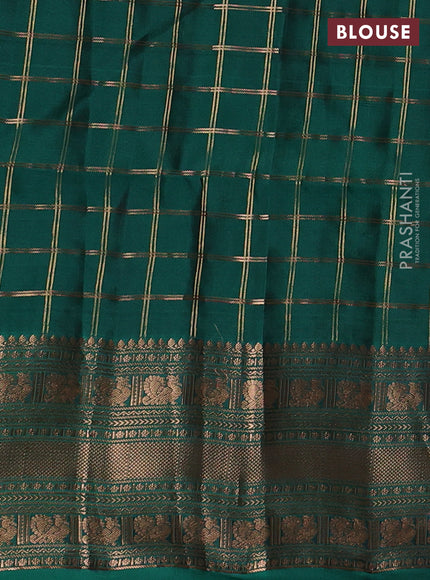 Maroon & Green Kanchipuram Soft Silk - Checks