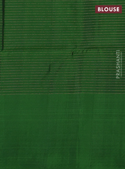 Mustard Yellow & Green Kanchipuram Soft Silk - Checks
