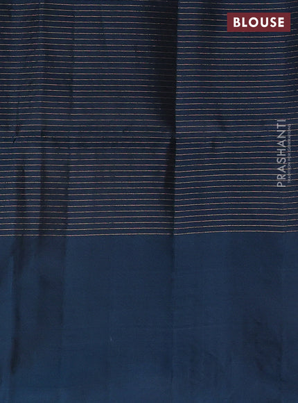 Maroon & Peacock Blue Kanchipuram Soft Silk - Checks