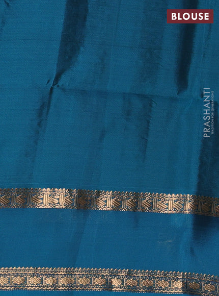 Maroon & Teal Blue Kanchipuram Soft Silk - Checks