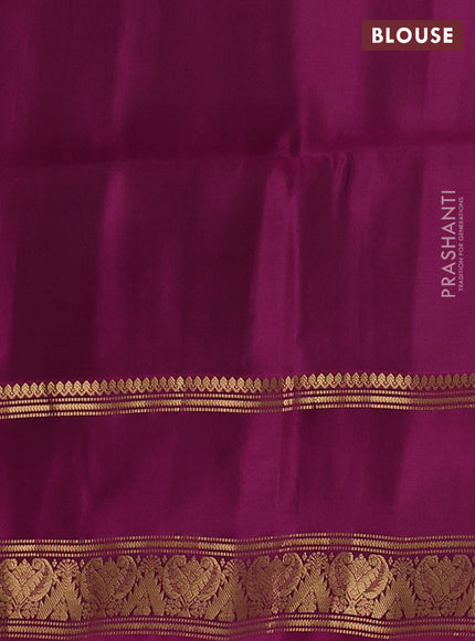 Grey & Magenta Pink Kanchipuram Soft Silk - Checks