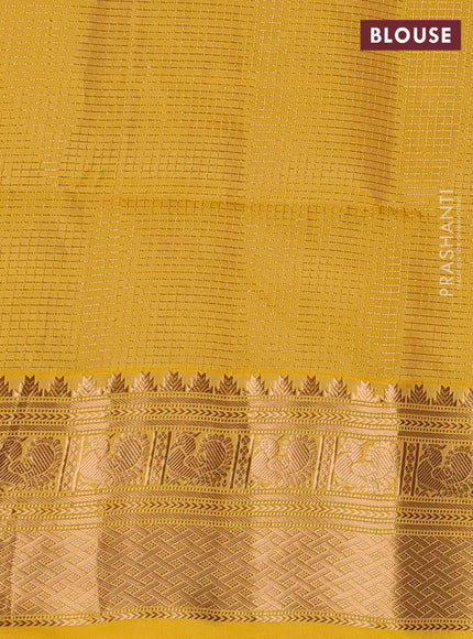 Cream & Yellow Kanchipuram Soft Silk - Checks