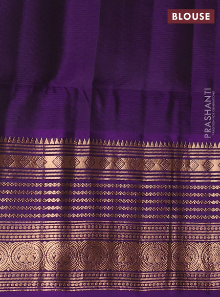 Mustard & Violet Kanchipuram Soft Silk - Checks