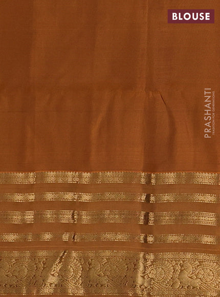Green & Mustard Kanchipuram Soft Silk - Checks