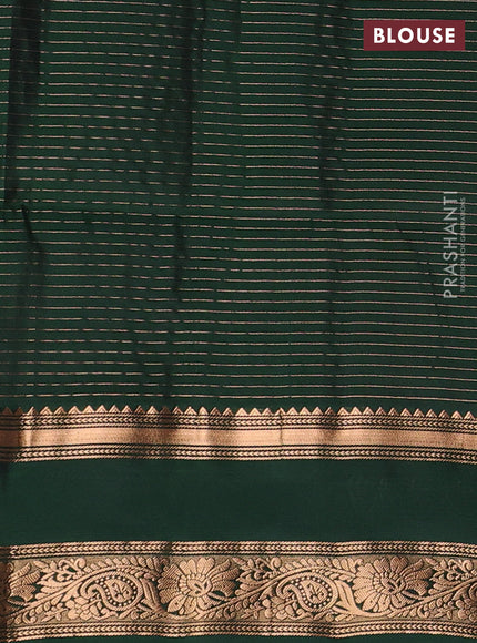 Maroon & Bottle Green Kanchipuram Soft Silk - Checks