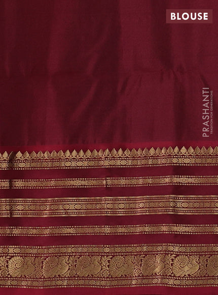 Peacock Green & Maroon Kanchipuram Soft Silk - Checks