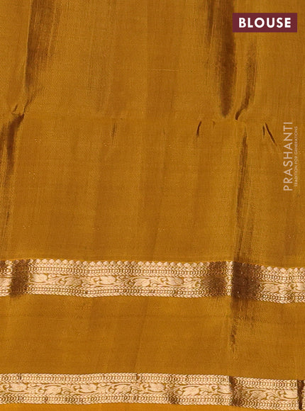 Teal Green & Mustard Yellow Kanchipuram Soft Silk - Checks