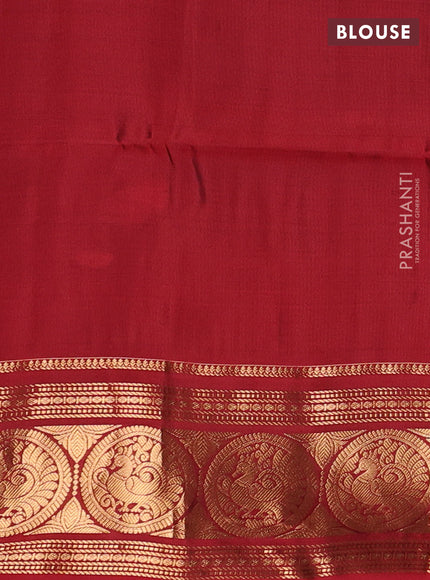 Mehendi Green & Maroon Kanchipuram Soft Silk - Checks