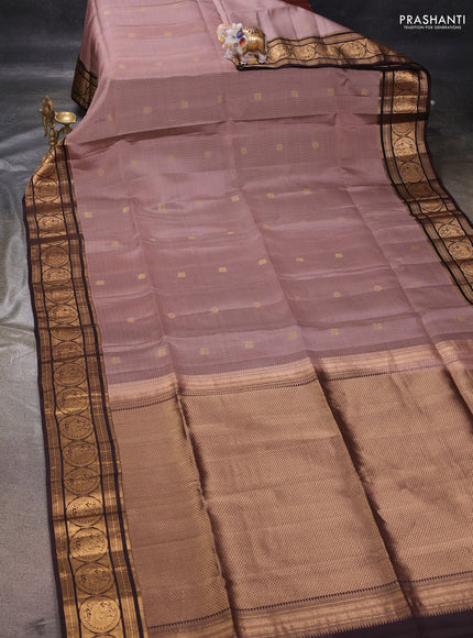 Rosy Brown & Coffee Brown Kanchipuram Soft Silk - Checks