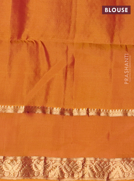 Red & Mango Yellow Kanchipuram Soft Silk - Checks