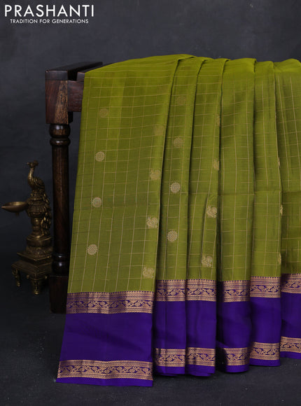 Green & Blue Kanchipuram Soft Silk - Checks