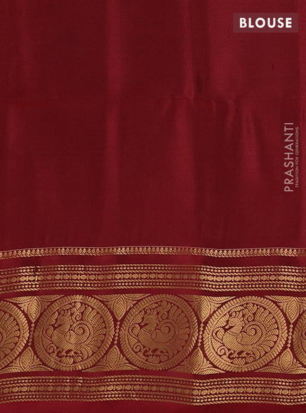 Peacock Green & Maroon Kanchipuram Soft Silk - Checks