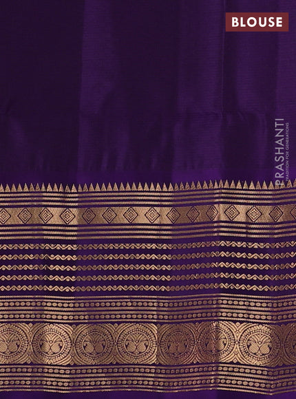 Pastel Brown & Violet Kanchipuram Soft Silk - Checks