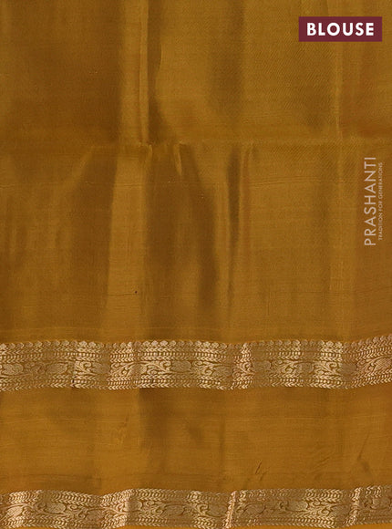 Coffee Brown & Mustard Yellow Kanchipuram Soft Silk - Checks