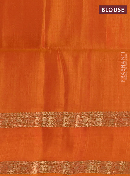 Orange & Mango Yellow Kanchipuram Soft Silk - Checks
