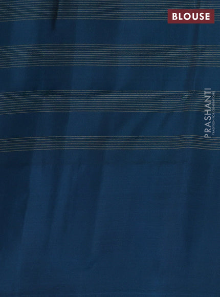 Coffee Brown & Peacock Blue Kanchipuram Soft Silk - Checks