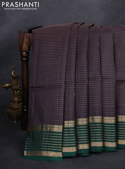 Jamun & Bottle Green Kanchipuram Soft Silk - Checks