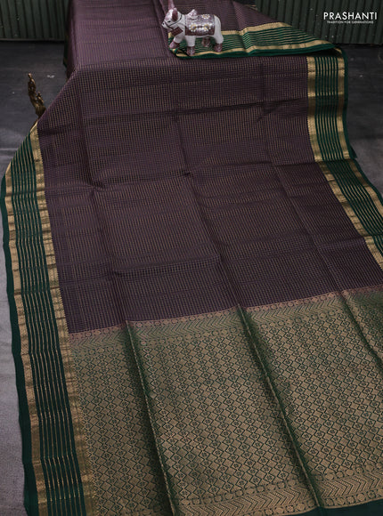 Jamun & Bottle Green Kanchipuram Soft Silk - Checks