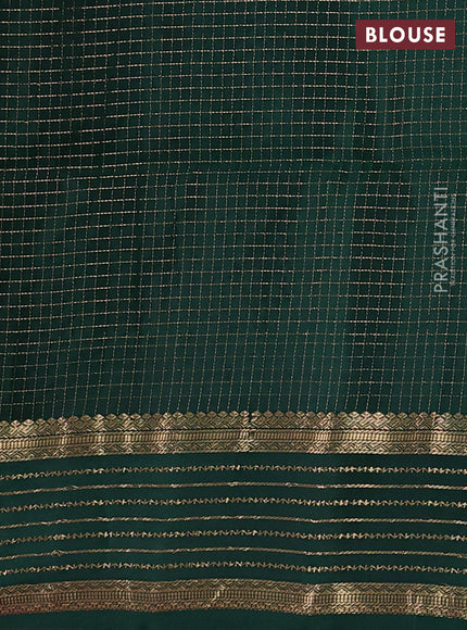 Jamun & Bottle Green Kanchipuram Soft Silk - Checks