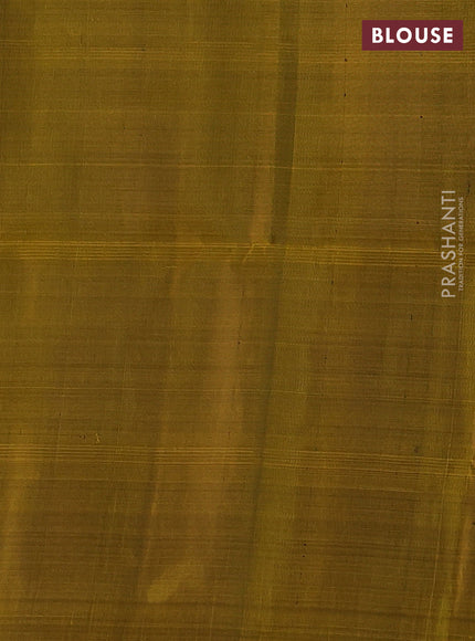 Blue & Mustard Yellow Kanchipuram Soft Silk - Buttas
