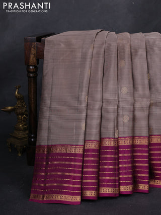 Rosy Brown & Magenta Pink Kanchipuram Soft Silk - Buttas