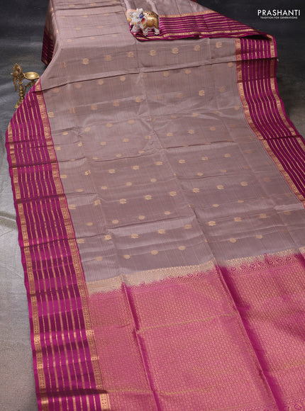 Rosy Brown & Magenta Pink Kanchipuram Soft Silk - Buttas