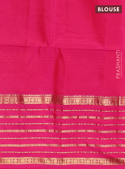 Mango Yellow & Pink Kanchipuram Soft Silk - Buttas