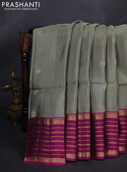 Chiku  & Magenta Pink Kanchipuram Soft Silk - Buttas