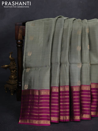 Chiku  & Magenta Pink Kanchipuram Soft Silk - Buttas