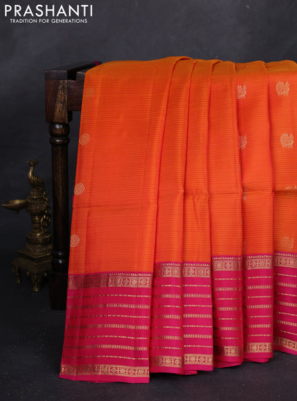 Orange & Pink Kanchipuram Soft Silk - Buttas