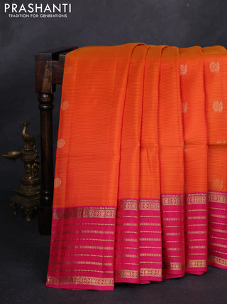Orange & Pink Kanchipuram Soft Silk - Buttas