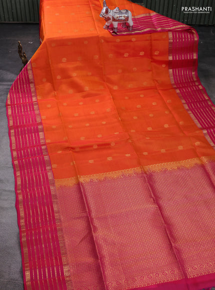 Orange & Pink Kanchipuram Soft Silk - Buttas