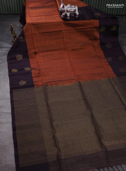 Rust & Purple Kanchipuram Soft Silk Saree