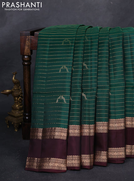 Bottle Green & Maroon Kanchipuram Soft Silk Saree