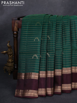 Bottle Green & Maroon Kanchipuram Soft Silk Saree